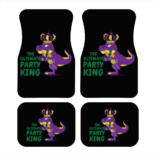 Mardi Gras Carnival T-rex Dinosaur Party King Car Mats