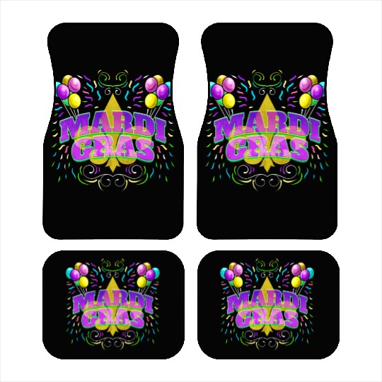 Logo With Ballons and Fleur De Lis For Mardi Gras Car Mats