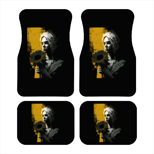 Art Painting Lover Sunflower Girl Art Painting Car Mats