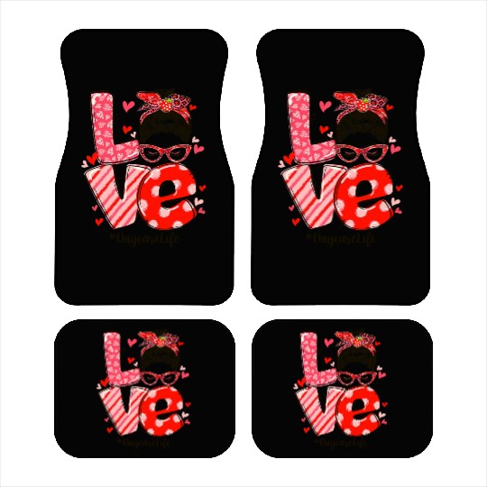 ove Messy Bun Daycare Teacher Valentines Day Car Mats