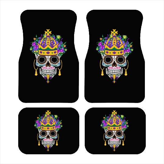 Mardi Gras Costume Flower Sugar Dia De Los Muertos Car Mats