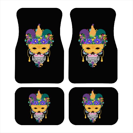 El Dia De Los Muertos Mardi Gras Costume Flower Car Mats