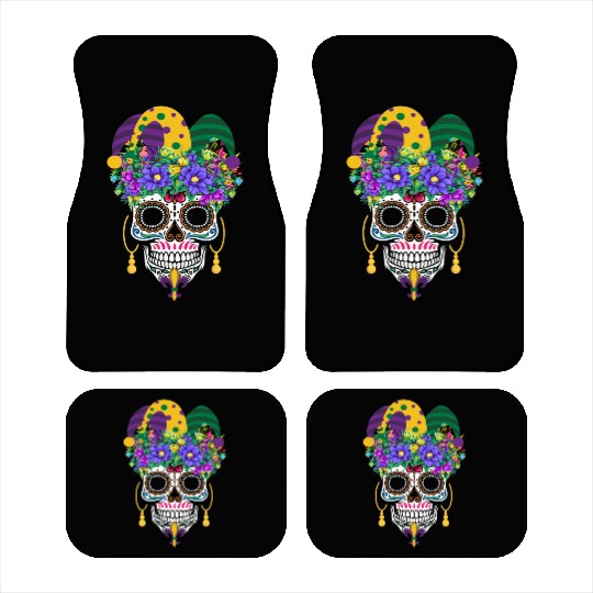 Mardi Gras Mask Dia De Los Muertos Flower Sugar Car Mats