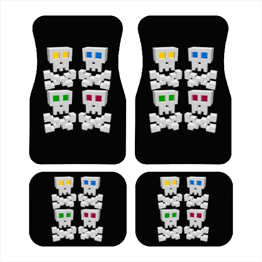 8-bit Pixel Pop Art Style Pirate Flag Skulls Car Mats