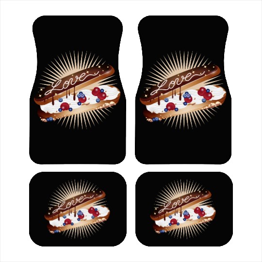 Illustration of an eclair with cream and love Car Mats