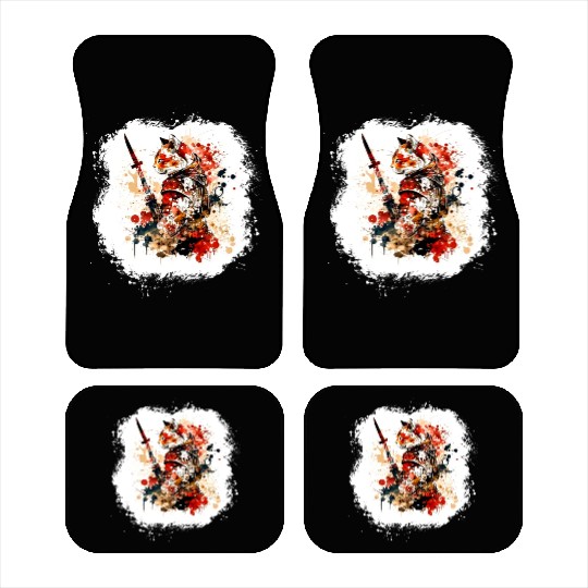 Cute Samurai Cat Car Mats