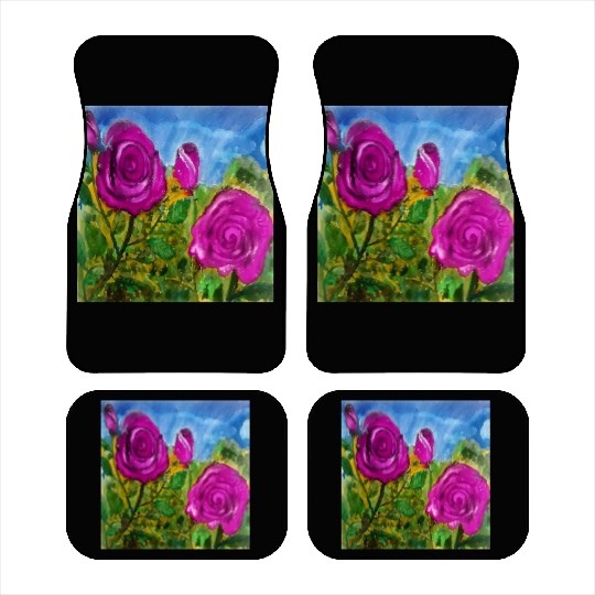 Hand Painted Roses Car Mats Car Mats Mugs Tote Bags