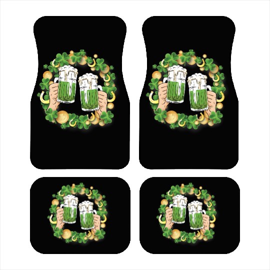 St. Patrick's Day Irish Green Beer, Wine Cups Car Mats