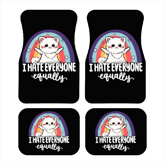 I Hate Everyone Equally Cute Cat People Hater Fur Car Mats