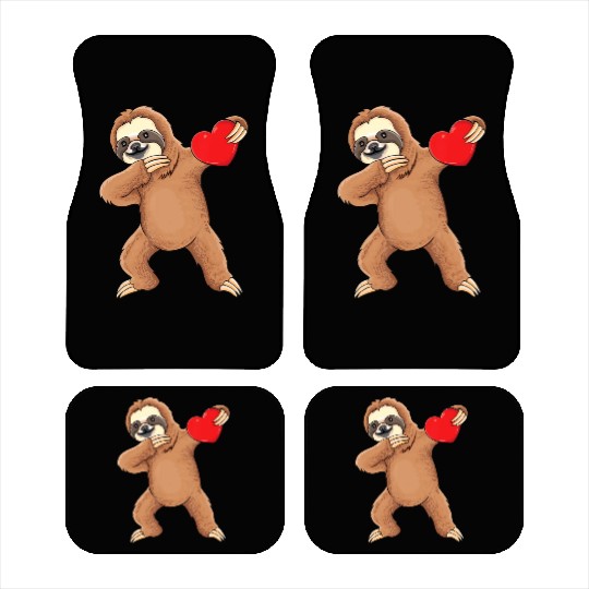 Cute dabbing sloth holding heart love sloth Car Mats