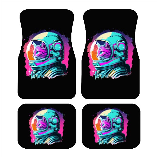 Aesthetic Vaporwave Space Cat 80s 90s Astronaut Car Mats