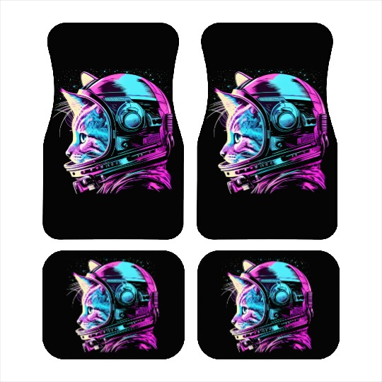Aesthetic Vaporwave Space Cat 80s 90s Astronaut Car Mats