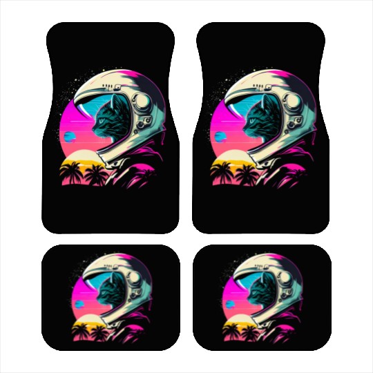 Aesthetic Vaporwave Space Cat 80s 90s Astronaut Car Mats