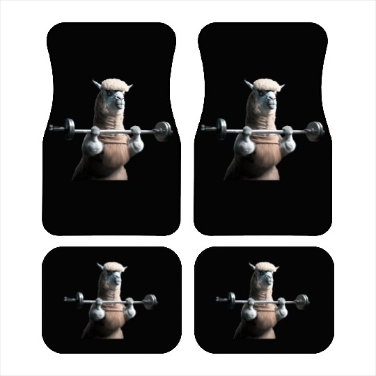 Lama in the gym - lifting weights Car Mats