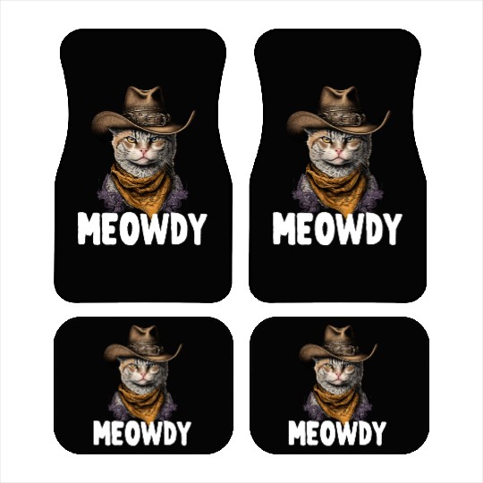 Meowdy Cat Meme Country Meow Howdy Funny Car Mats