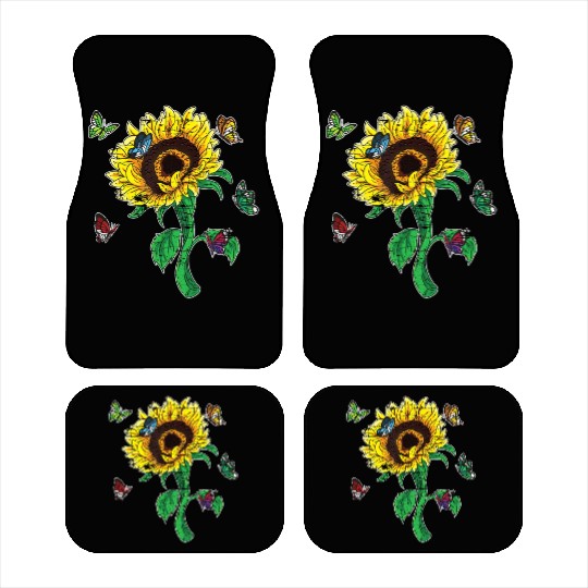 Aesthetics Sunflowers Nature Butterflies Yellow Su Car Mats