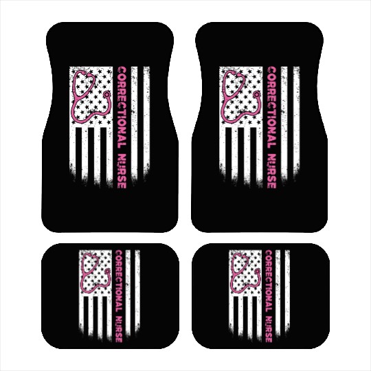 Correctional Nurse American flag US Stethoscope RN Car Mats