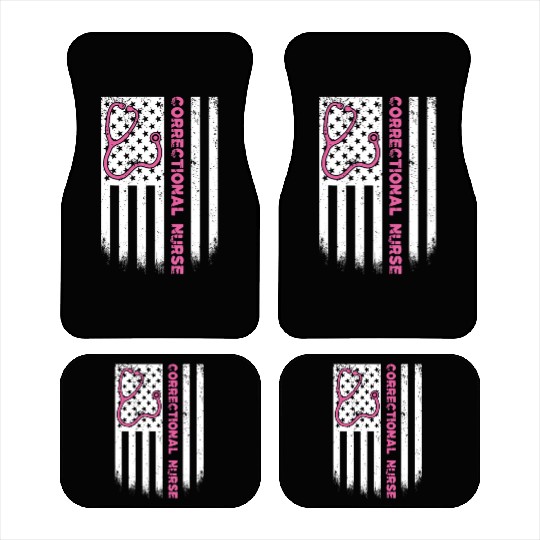 Correctional Nurse American flag US Stethoscope RN Car Mats