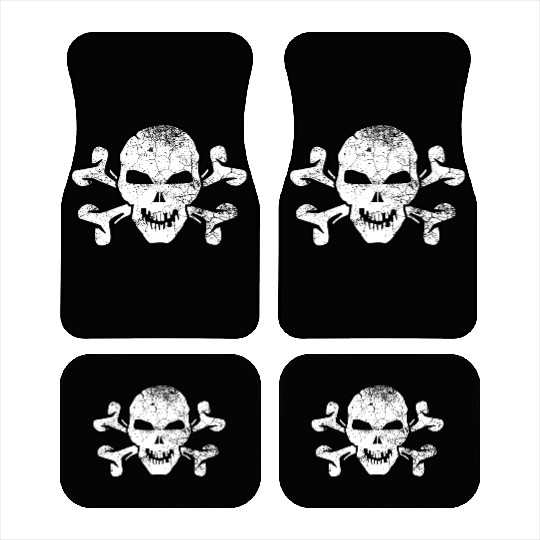Cracked Skull And Crossbones Car Mats