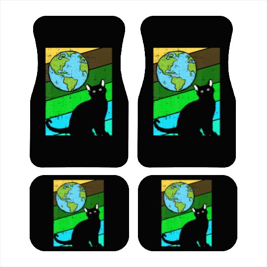 Black Cat Earth Day Retro Kitten Lover Environment Car Mats
