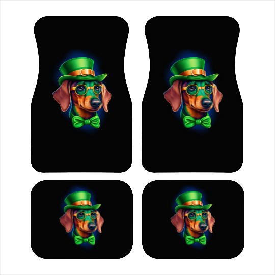 St. Patricks Day Dachshund Wiener Dog Shamrock Car Mats
