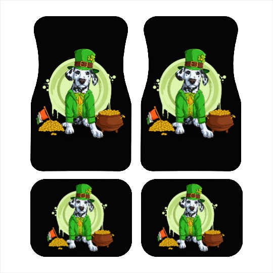 Dalmatian Puppy, Irish Flag, Gold, Shamrock Dog St Car Mats