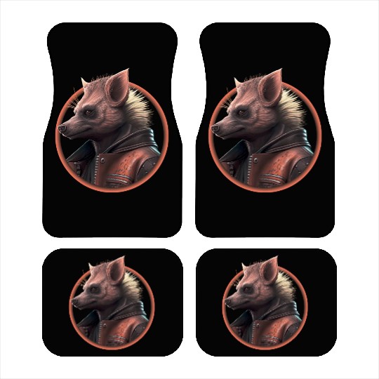 Punk hyena with leather jacket Car Mats