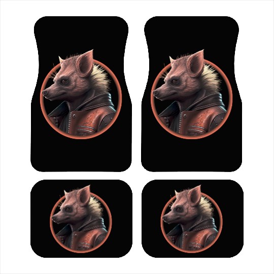Punk hyena with leather jacket Car Mats