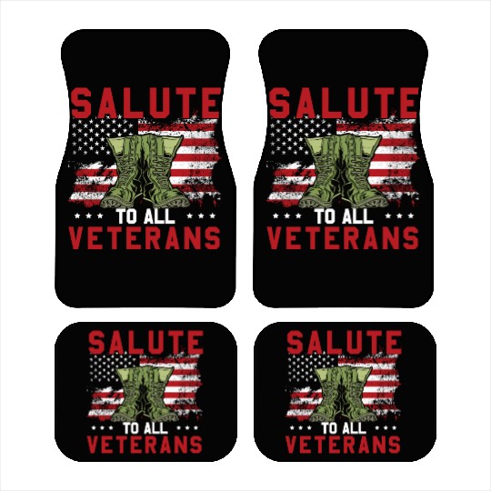Salute To All Veterans Army Boots Patriotic US Fla Car Mats