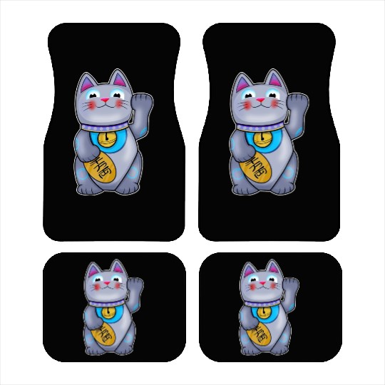 Cute Helpful Maneki Neko Lucky Cat Car Mats