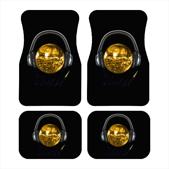 Gold Disco Ball Music Headphones Car Mats