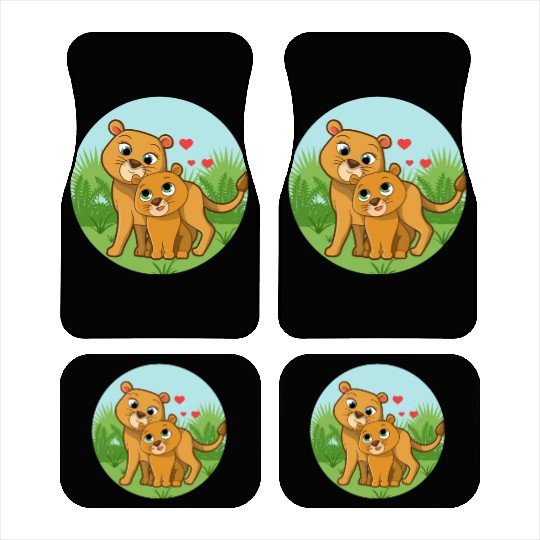 Mother Lion Baby Lion Car Mats