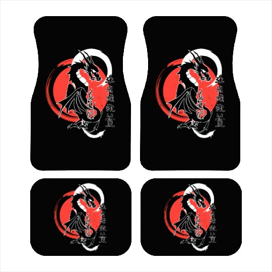 Black dragon, red moon Car Mats