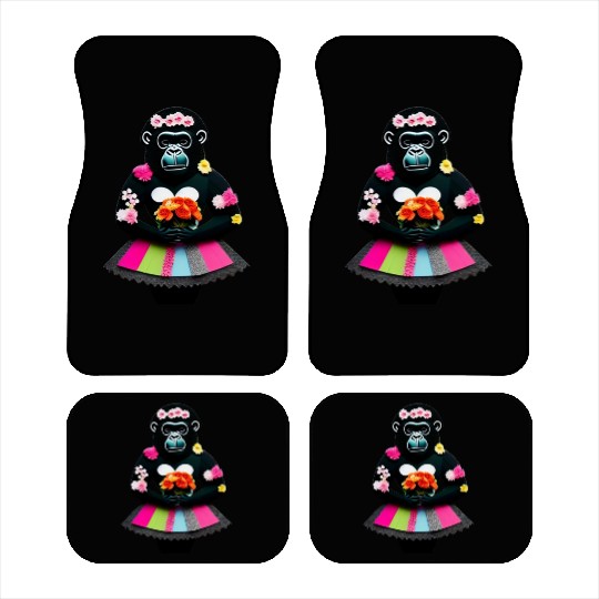 Blooming Beauty A Gorilla with Flowers and Tutu Car Mats
