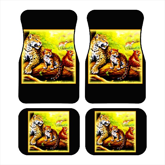 Jaguar Mom and Cubs Relaxing in Jungle. Buy Now Car Mats