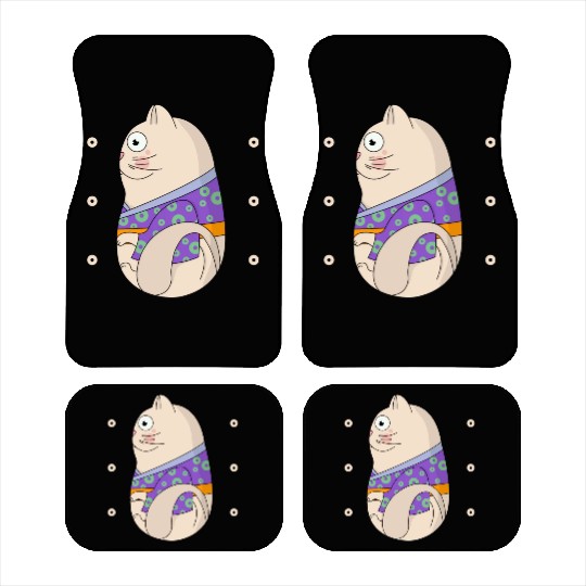 Cute Japanese Cat Side View Open Eyes Car Mats