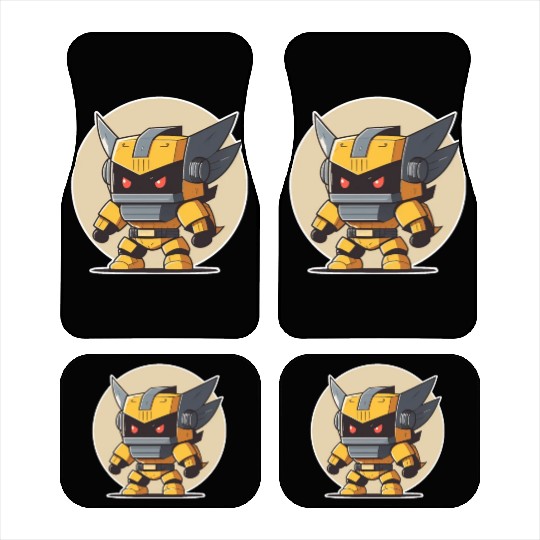 Ninja warrior mech robot kawaii illustration Car Mats