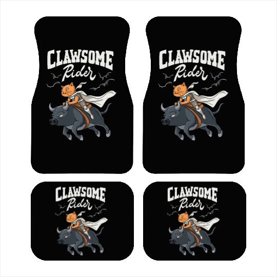 Western Rodeo Cat "Clawsome Rider" Design for a Car Mats
