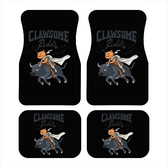 Western Rodeo Cat "Clawsome Rider" Design for a Car Mats