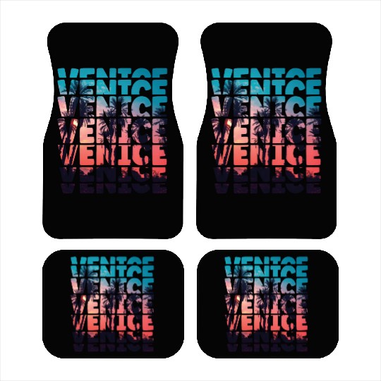 Venice Beach California Vacation Ocean Palm Tree Car Mats