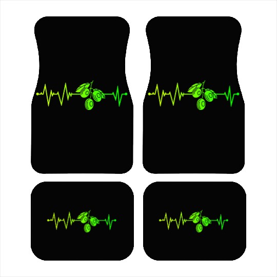 Green Olive Heartbeat Car Mats