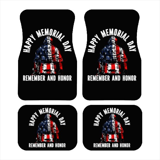 Patriotic Veteran USA Flag American Memorial Day Car Mats