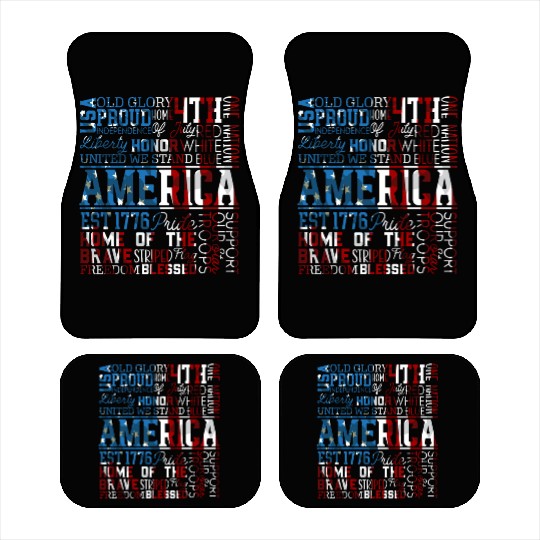 Patriotic Veteran USA Flag American Memorial Day Car Mats