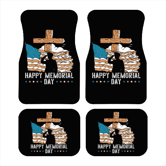 Patriotic Veteran USA Flag American Memorial Day Car Mats