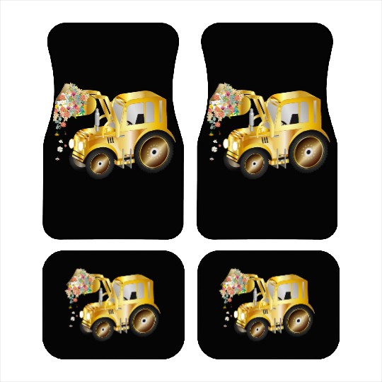 Tractor front loader with blossom flowers Car Mats