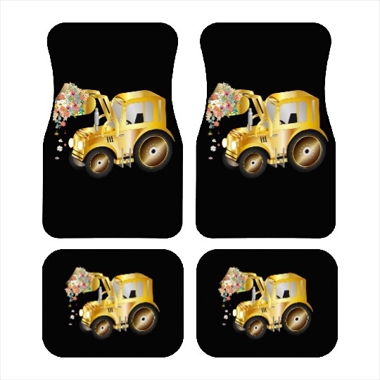 Tractor front loader with blossom flowers Car Mats