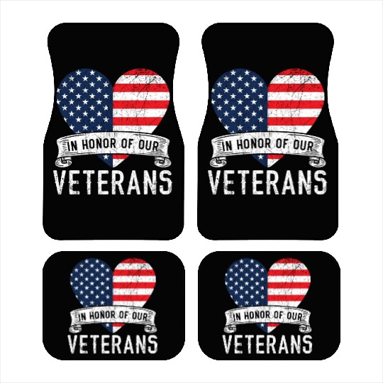 Patriotic Veteran USA Flag American Memorial Day Car Mats
