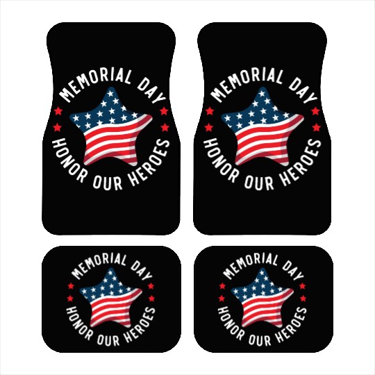 Patriotic Veteran USA Flag American Memorial Day Car Mats
