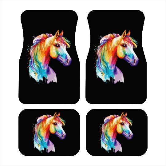 Watercolor Horse Pony Colorful Pet Ponys Lover Car Mats
