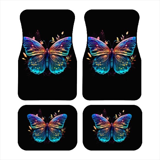neon color butterfly Car Mats
